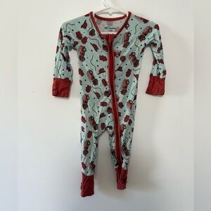 Little One Shop Bamboo Footed One-Piece Pajamas with Fire Truck Print